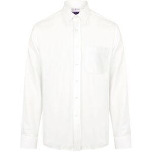 Henbury Mens Wicking Anti-bacterial Long Sleeve Work Shirt / White